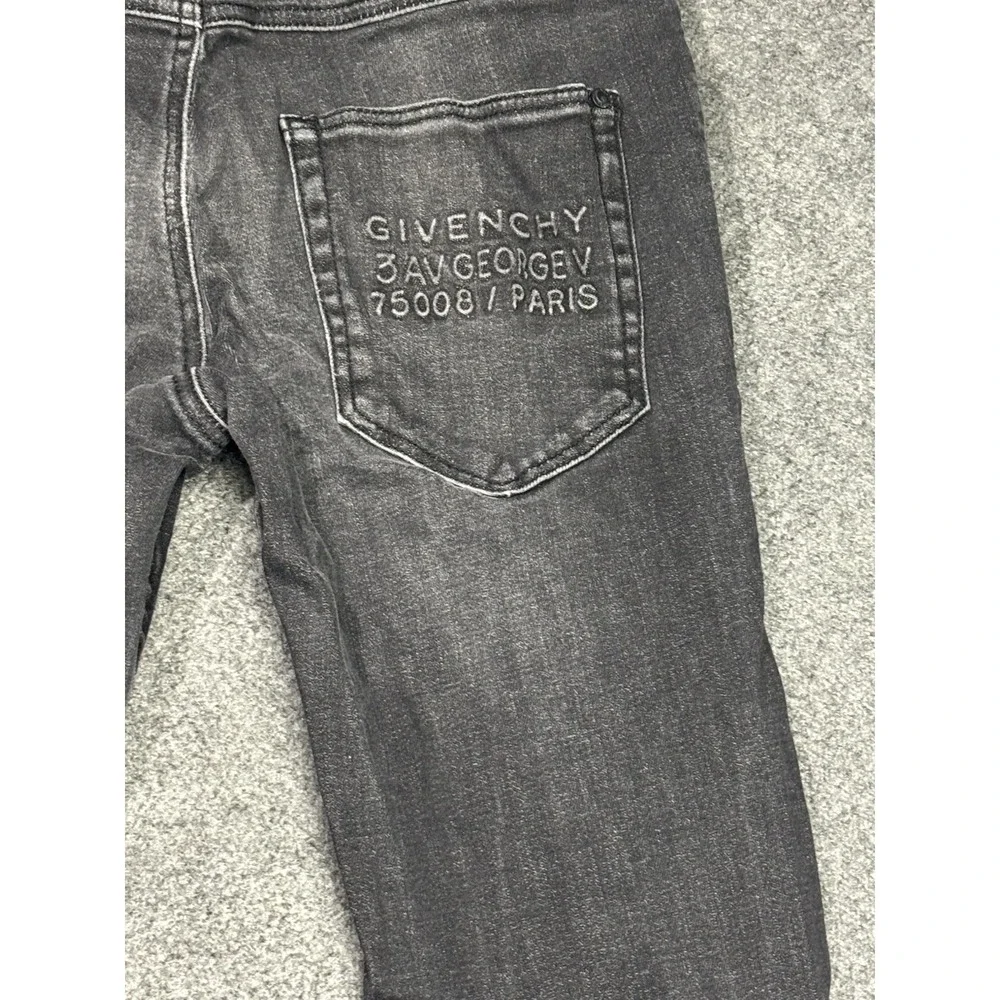 Givenchy Kids Logo Tape Faded Black Denim Jeans Boys Size 12 Stretch